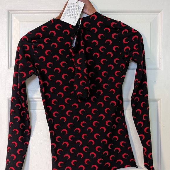 Marine Serre Black and Red Second Skin Moon Top - Picture 2 of 2